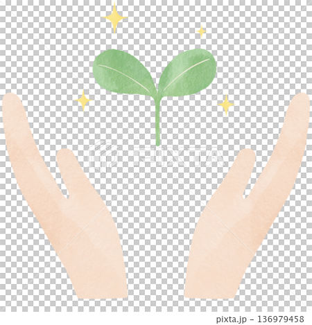 Watercolor illustration of a leaf floating in the palm of your hand | Environmental protection, sustainability, growth, SDGs, nature Watercolor illustration of a leaf floating in the palm of your hand | Environmental protection, sustainability, growth, SDGs, nature 136979458
