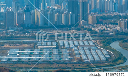 Lok Ma Chau Loop development zone near Shenzhen skyline Feb 18 2026 Lok Ma Chau Loop development zone near Shenzhen skyline Feb 18 2026 136979572