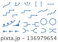 青単色 細線ビジネス図解矢印セット 136979654