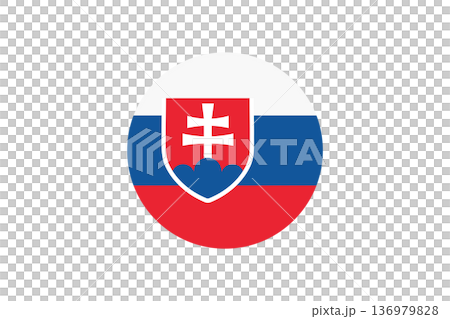 Slovakia Flag Round Icon With National Coat Of Arms Slovak Republic Symbol On White Background 136979828