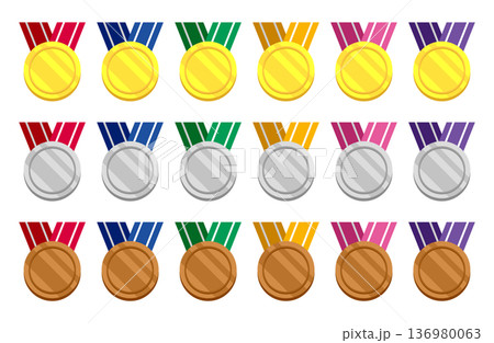 シンプルなメダルのイラストセット 136980063