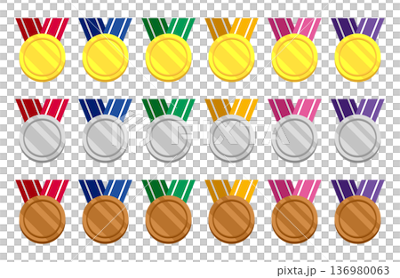 シンプルなメダルのイラストセット 136980063