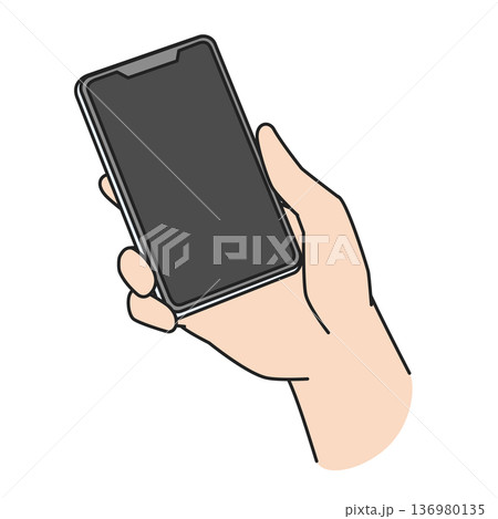 スマホを持つ手のイラスト スマホを持つ手のイラスト 136980135