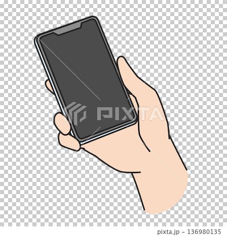 Illustration of a hand with a smartphone Illustration of a hand with a smartphone 136980135