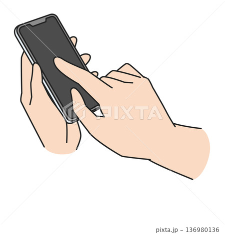 スマホを操作する手のイラスト 136980136