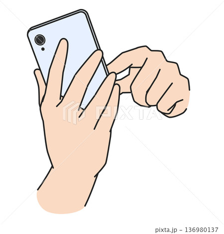 スマホを操作する手のイラスト 136980137