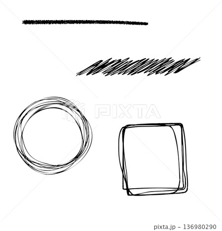 手書きのラフな図形セット 136980290