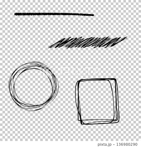 手書きのラフな図形セット 136980290