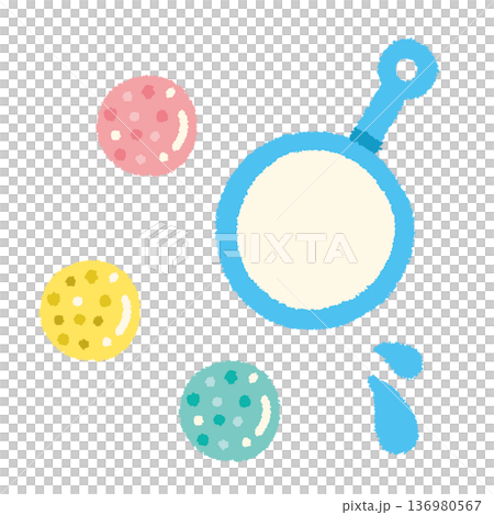 Super ball scooping illustration summer festival fair poi hand-drawn simple 136980567