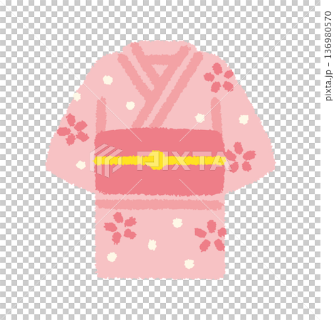 浴衣 子ども イラスト 夏祭り 女の子 和装 手描き シンプル 136980570