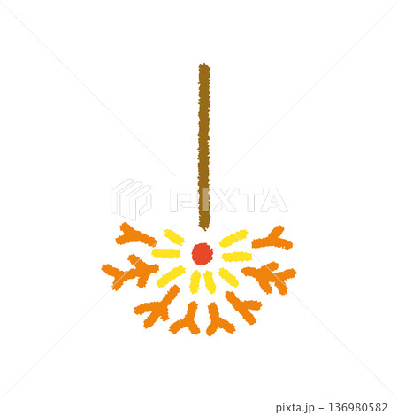 線香花火 イラスト 夏 手描き シンプル 線香花火 イラスト 夏 手描き シンプル 136980582