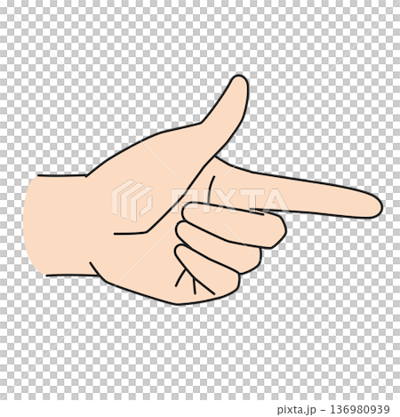 Illustration of a left hand pointing to the right 136980939