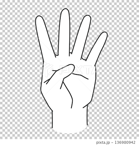 左手數到4的線條畫插圖 136980942