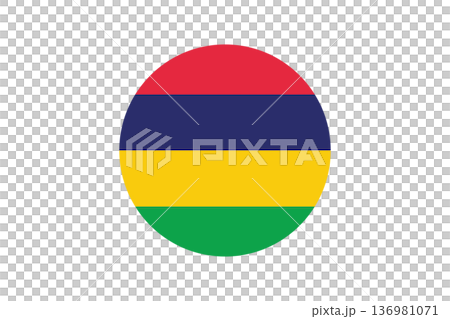 Mauritius Flag Round Badge Icon With Red Blue Yellow Green Stripes Flat Vector Design Mauritius Flag Round Badge Icon With Red Blue Yellow Green Stripes Flat Vector Design 136981071