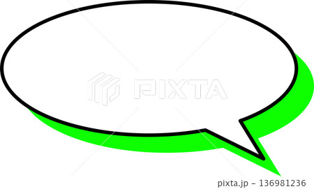 影がついた吹き出しの単品アイコン　円形 136981236