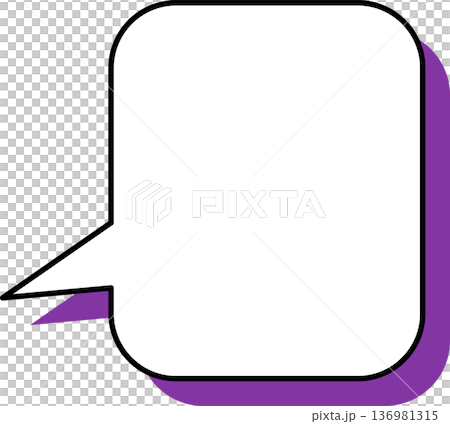 A single icon of a speech bubble with a shadow. A rectangle with rounded corners. A single icon of a speech bubble with a shadow. A rectangle with rounded corners. 136981315