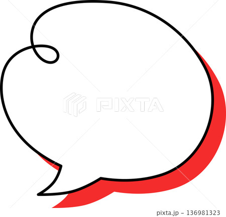 影がついた吹き出しの単品アイコン　ねじれ楕円形 136981323