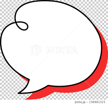 影がついた吹き出しの単品アイコン　ねじれ楕円形 136981323