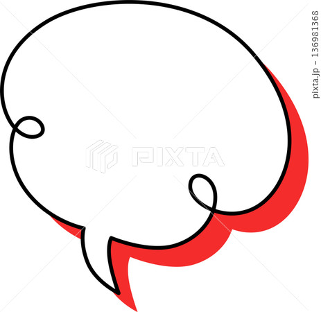 影がついた吹き出しの単品アイコン　ねじれ雲 136981368