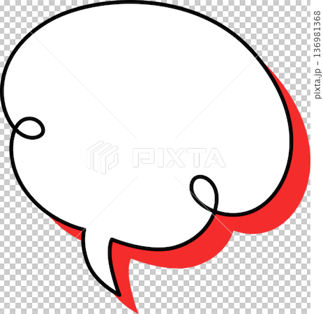 影がついた吹き出しの単品アイコン　ねじれ雲 136981368