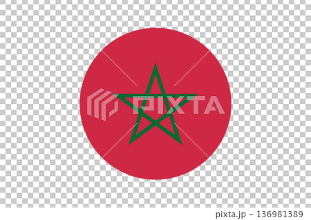 Morocco Flag Emblem Inside Red Circle With Green Five-Point Star Symbolizing National Identity 136981389
