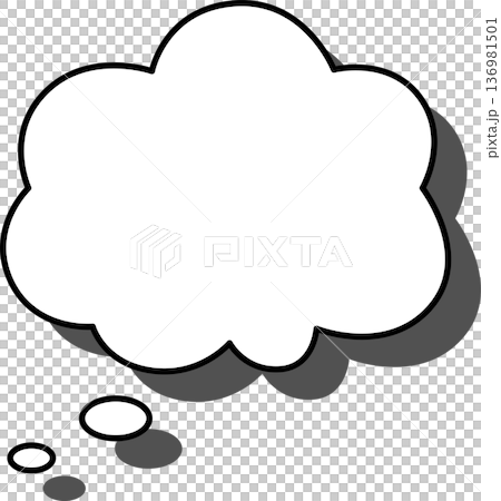 一個帶有陰影的對話框圖標，蓬鬆得像雲朵。 136981501