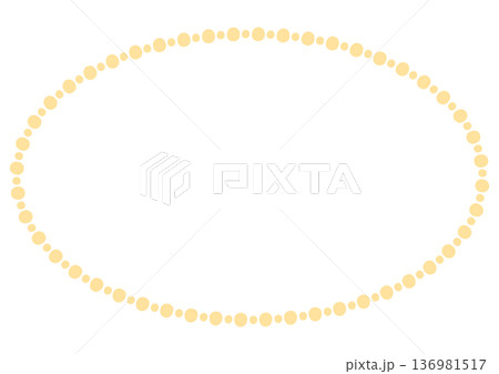 黄色いドットが連なるシンプルで可愛い楕円形ビーズフレーム・円形メッセージバナー 136981517