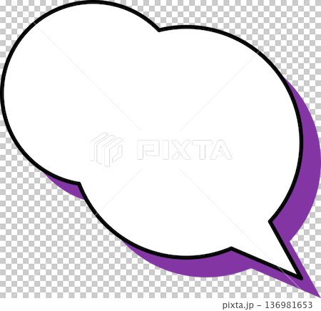 影がついた吹き出しの単品アイコン もこもこ円形 影がついた吹き出しの単品アイコン もこもこ円形 136981653