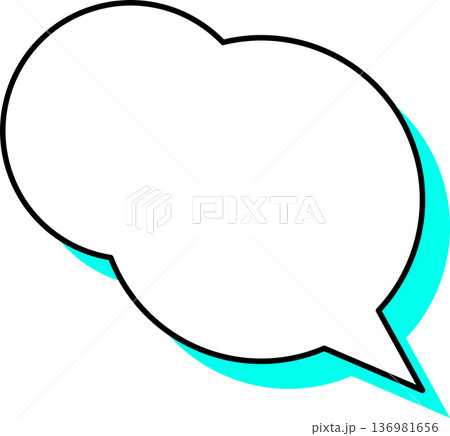 影がついた吹き出しの単品アイコン　もこもこ円形 136981656