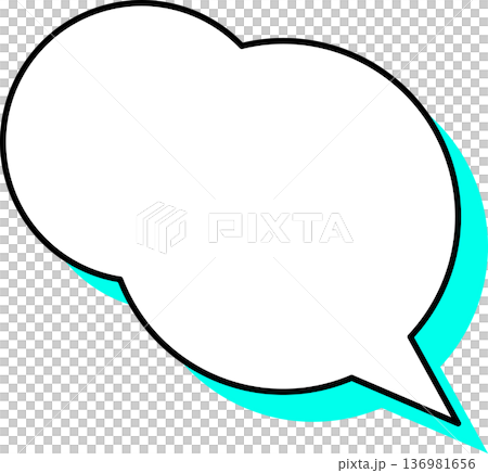 影がついた吹き出しの単品アイコン　もこもこ円形 136981656