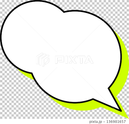 影がついた吹き出しの単品アイコン　もこもこ円形 136981657