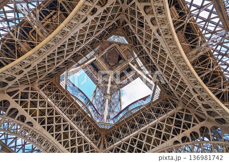 Stunning Iron Lattice View, Parisian Engineering Marvel in paris, France. 136981742