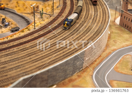 Miniature Train Set with Intricate Tracks and Scenery, A Collector s Delight Display 136981763