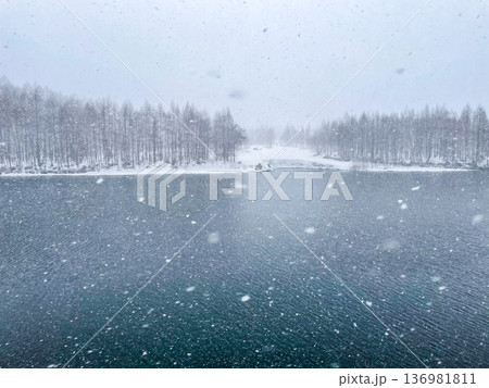 雪が降る池 雪が降る池 136981811
