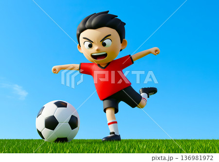 サッカーをする元気な少年 サッカーをする元気な少年 136981972