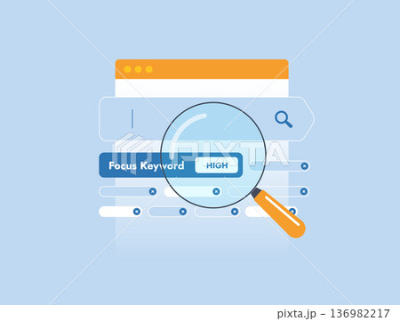 Focus keyword research, SEO content strategy, search intent analysis. Digital marketing planning for blog and website with seo keyword research, modern flat infographic UI, vector illustration Focus keyword research, SEO content strategy, search intent analysis. Digital marketing planning for blog and website with seo keyword research, modern flat infographic UI, vector illustration 136982217