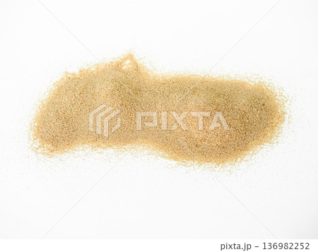 Sand Beach Isolated White Background Texture Summer Desert Zen Garden Coast Ocean for Vacation, Hot Summer Tropical Scene Chill Nature, Summer Time Yoga Holiday Dune Pile Dry Brown Heap Particle. 136982252
