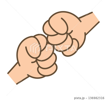 拳同士をぶつけるフィストバンプのイラスト 136982316