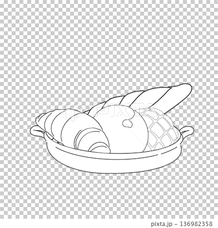 Monochrome illustration of bread assortment Monochrome illustration of bread assortment 136982358