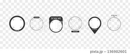 Mobile payment with barcode. QR code Scan for quick pay now. Click icon or button in Frame for your phone and digital business app. Minimalist Vector illustration 136982601