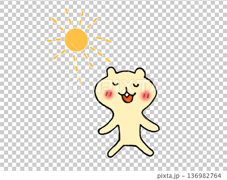 Illustration of a cute squirrel basking in sunlight 136982764