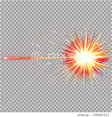 煙火節、煙火、日式煙火、仙女棒、閃光顆粒、透明、夏季節日 136982912