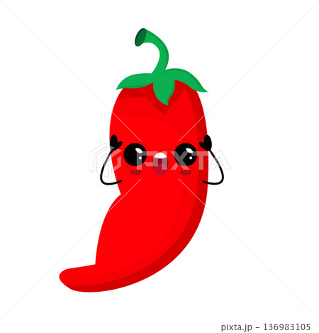 Surprised Red pepper kawaii character Surprised Red pepper kawaii character 136983105