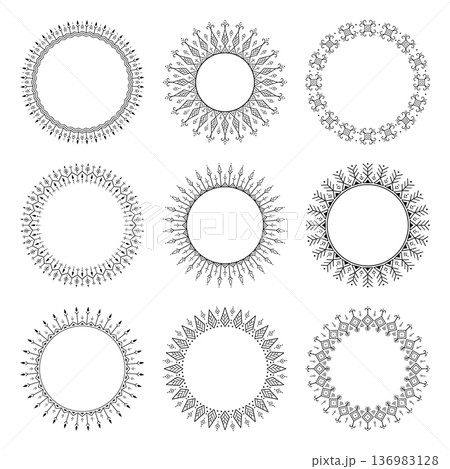 Big tribal circular geometric ornament frame set collection seamless tattoo Big tribal circular geometric ornament frame set collection seamless tattoo 136983128