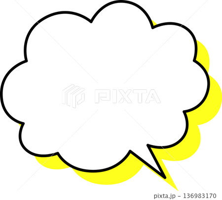 影がついた吹き出しの単品アイコン　もこもこ 136983170