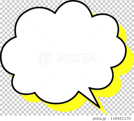 影がついた吹き出しの単品アイコン　もこもこ 136983170