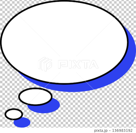 影がついた吹き出しの単品アイコン　楕円形 136983192
