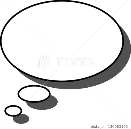 影がついた吹き出しの単品アイコン　楕円形 136983196
