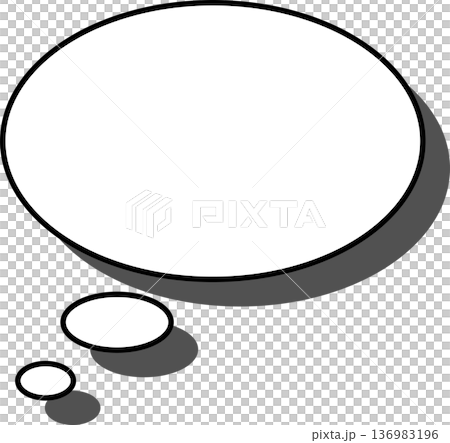 影がついた吹き出しの単品アイコン　楕円形 136983196