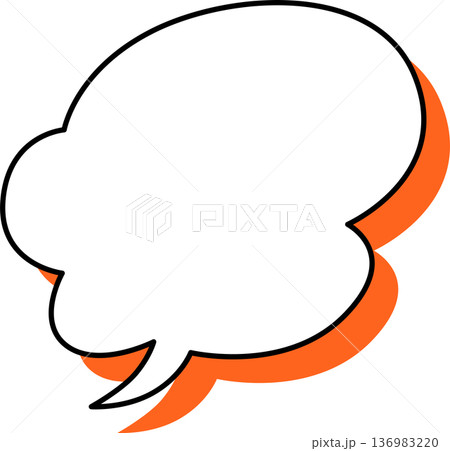 影がついた吹き出しの単品アイコン　雲のようなもこもこ 136983220